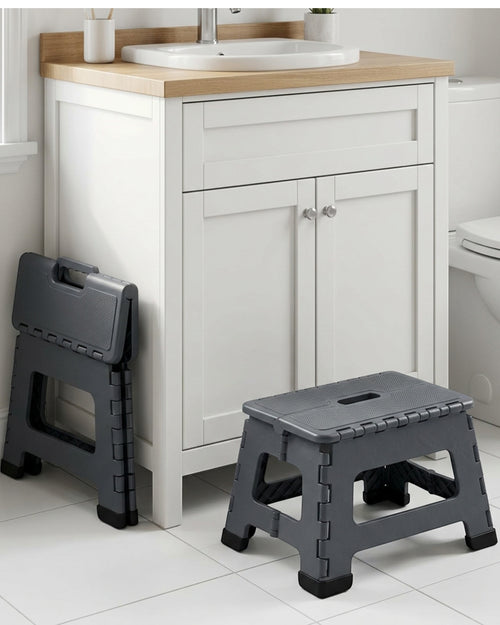 Vjqnd Folding Bathroom Foot Stool Gray 8 in