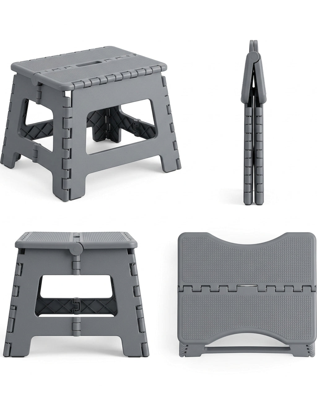 Vjqnd Folding Bathroom Foot Stool Gray 8 in